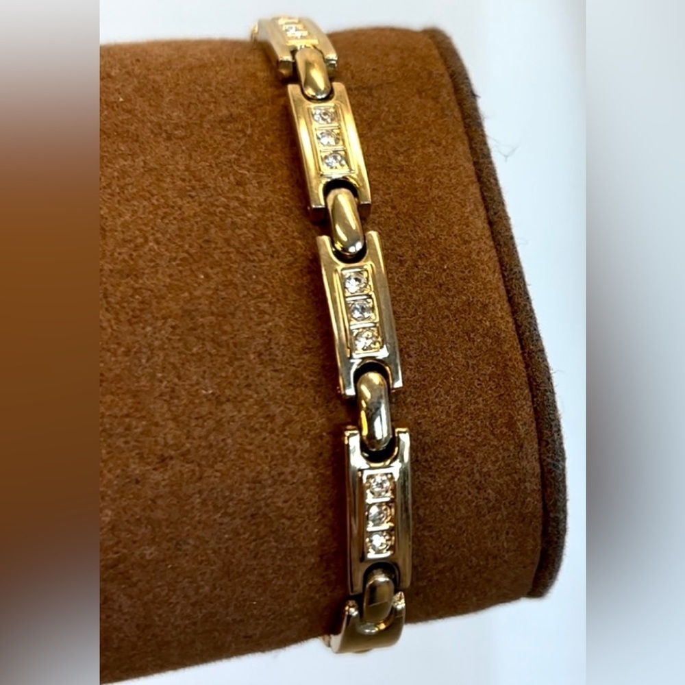 Gold Tone Rectangular Crystal Rhinestone Cubic Zi… - image 5